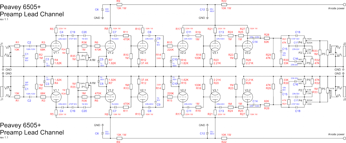 Peavey 5150 preamp схема